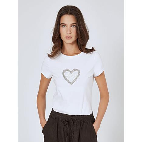 T-shirt με strass καρδιά και παγιέτες SN7958.4008+1