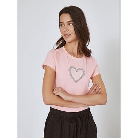 T-shirt με strass καρδιά και παγιέτες SN7958.4008+3
