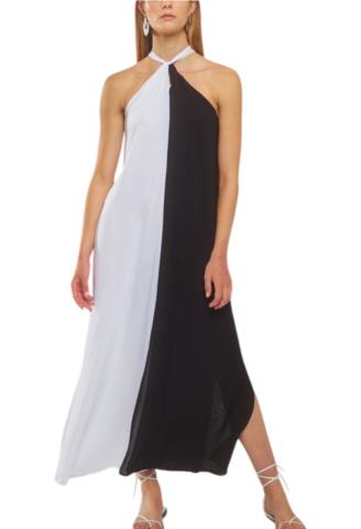 Φόρεμα Semiology Αέρινο Με Halter Λαιμόκοψη 3901018-BLACK-WHITE Γυναικείο