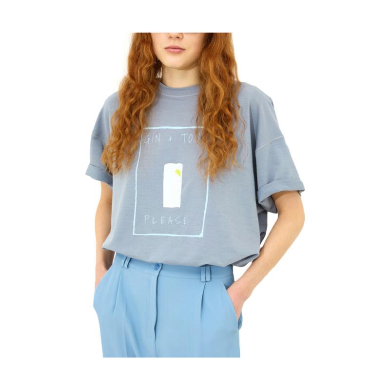 T-shirt με κοντά μανίκια Dolce Domenica GIN TONIC CREW NECK OVERSIZE FIT T-SHIRT WOMEN