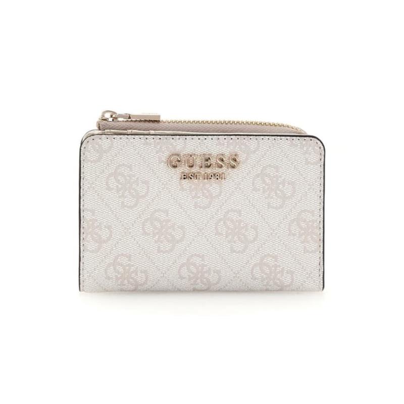 Guess εκρού πορτοφόλι Laurel logo zip around