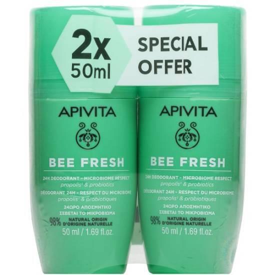 APIVITA Bee Fresh Αποσμητικό Roll On 24H Δράσης 2x50ml