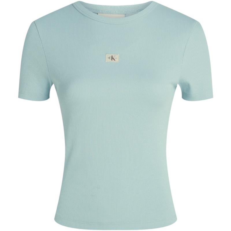 T-shirt με κοντά μανίκια Calvin Klein Jeans WOVEN LABEL RIB J20J225245