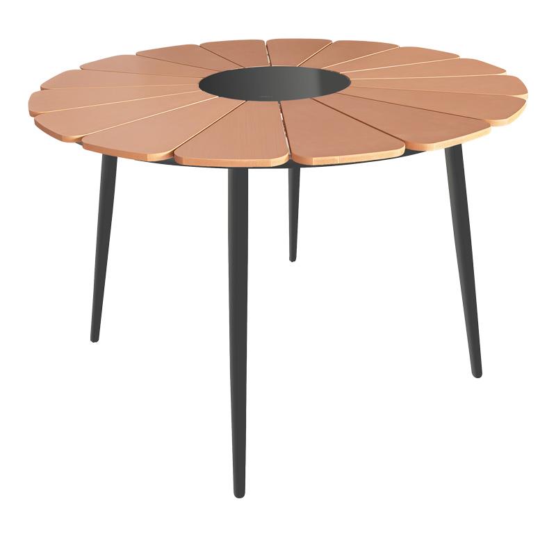 Τραπέζι Pinap pakoworld μαύρο αλουμίνιο και plywood σε φυσική απόχρωση Φ110x74εκ - PAKO WORLD - 152-000089