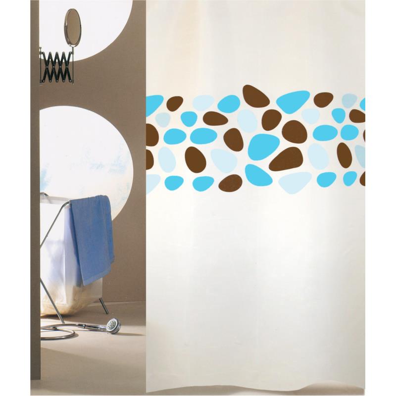 Κουρτίνα Μπάνιου (180x180) Με Κρίκους San Lorentzo Pebbles Turquoise