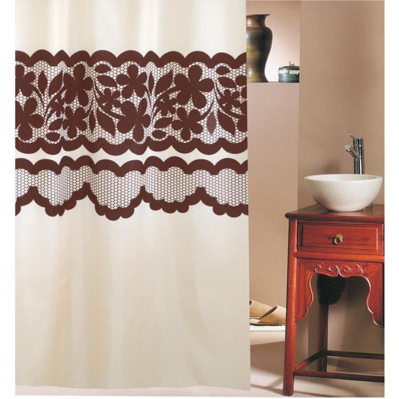 Κουρτίνα Μπάνιου (180x180) Με Κρίκους San Lorentzo Lace Beige