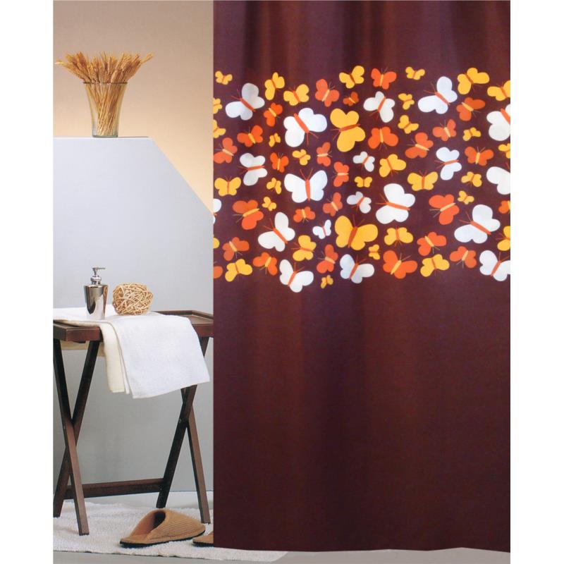 Κουρτίνα Μπάνιου (180x200) Με Κρίκους San Lorentzo Butterflies Brown