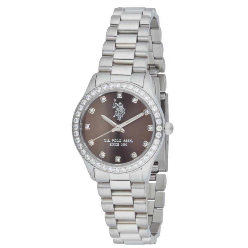 U.S. POLO Felicity Crystals - USP8404GY, Silver case with Stainless Steel Bracelet