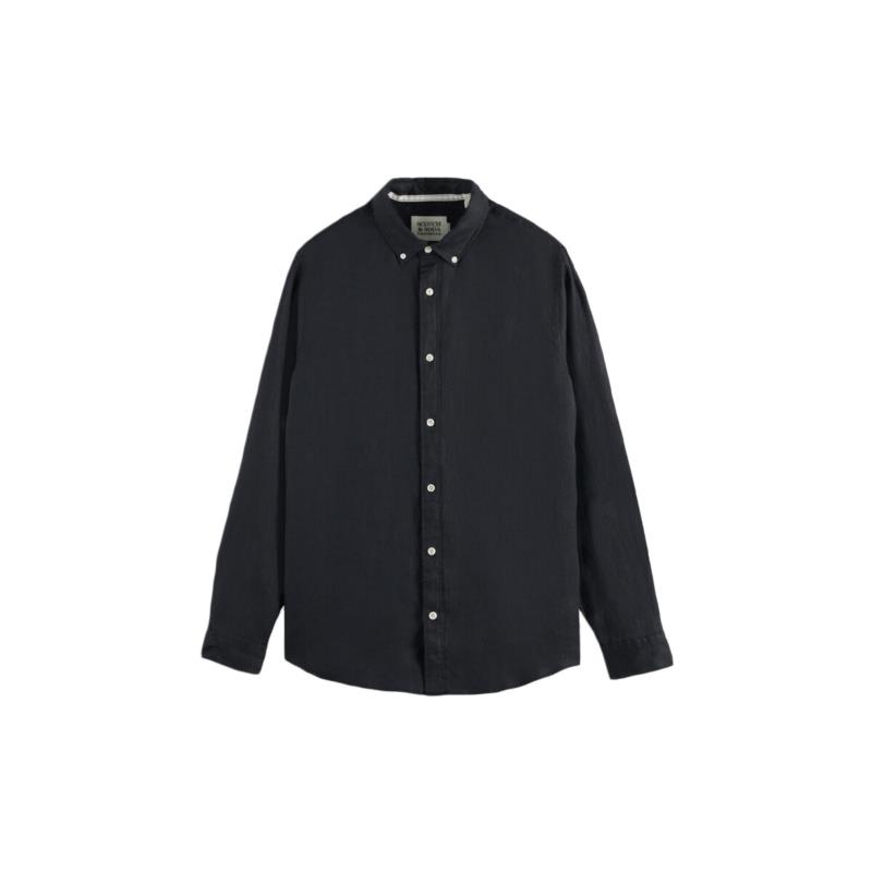 Πουκάμισο με μακριά μανίκια Scotch & Soda CORE LINEN BUTTONED DOWN LONGSLEEVE SHIRT MEN SCOTCH SODA