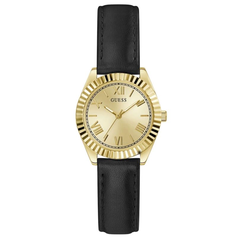 GUESS Mini Luna - GW0761L1, Gold case with Black Leather Strap