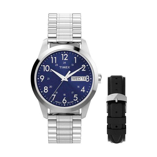 Timex Main Street Silver Stainless Steel Bracelet Gift Set Ρολόι Χειρός