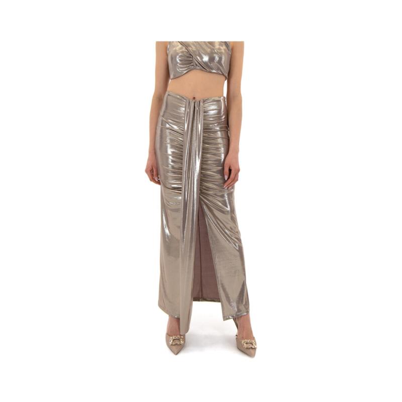Κοντές Φούστες Zoya METALLIC LUREX FRONT SLIT RUFFLE MAXI SKIRT WOMEN