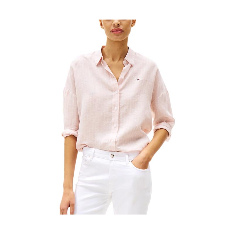 Πουκάμισα Tommy Hilfiger LINEN 3/4 SLEEVE LOOSE FIT SHIRT WOMEN