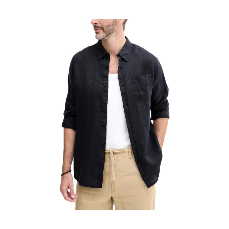 Πουκάμισο με μακριά μανίκια Guess NAPA LINEN LONGSLEEVE SHIRT MEN