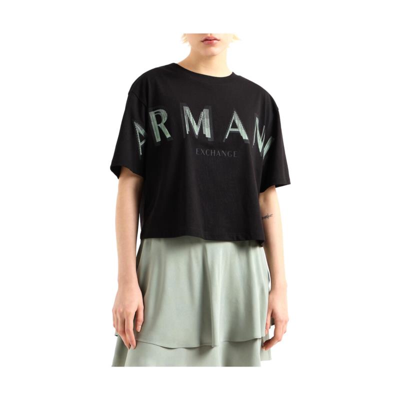 T-shirt με κοντά μανίκια EAX LOGO CROPPED T-SHIRT WOMEN
