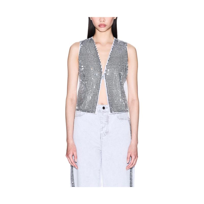 Αμάνικα/T-shirts χωρίς μανίκια EAX DENIM RHINESTONES VEST WOMEN