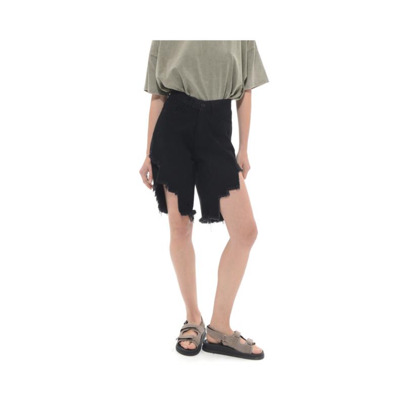 Shorts & Βερμούδες Sac N Co ANALU DENIM FRINGES HIGH WAIST BERMUDA WOMEN SAC CO