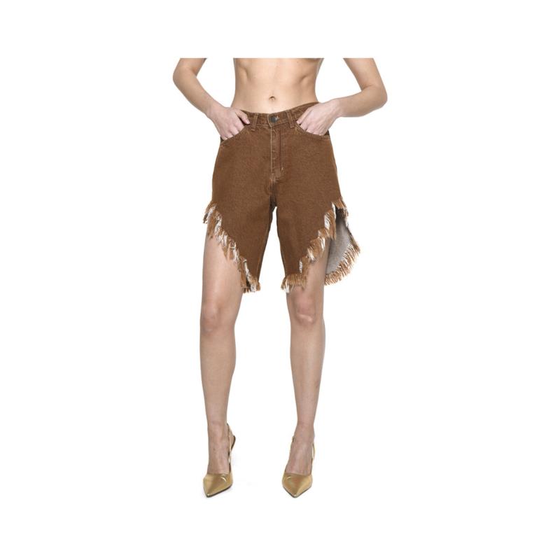Shorts & Βερμούδες Sac N Co ANALU DENIM FRINGES HIGH WAIST BERMUDA WOMEN SAC CO