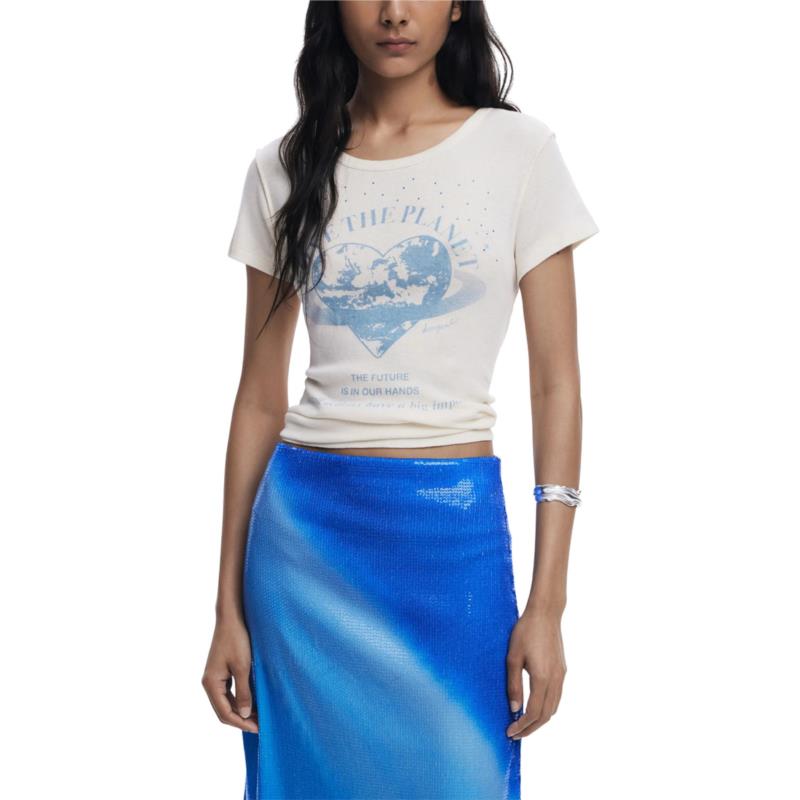 T-shirt με κοντά μανίκια Desigual REPRIS TS PLANET 25WWTKX6