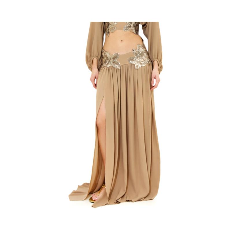 Κοντές Φούστες Dolce Domenica BRIELLE PLEATED SIDE SLIT MAXI SKIRT WOMEN