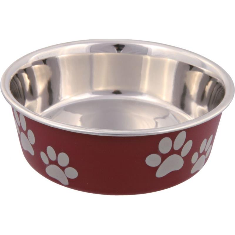 ΠΙΑΤΟ TRIXIE STAINLESS STEEL BOWL PAW ΚΟΚΚΙΝΟ (300 ML)