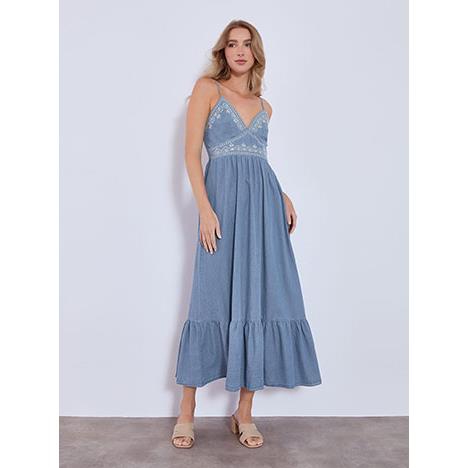 Φόρεμα μάξι με τζιν όψη SN7589.8002+1
