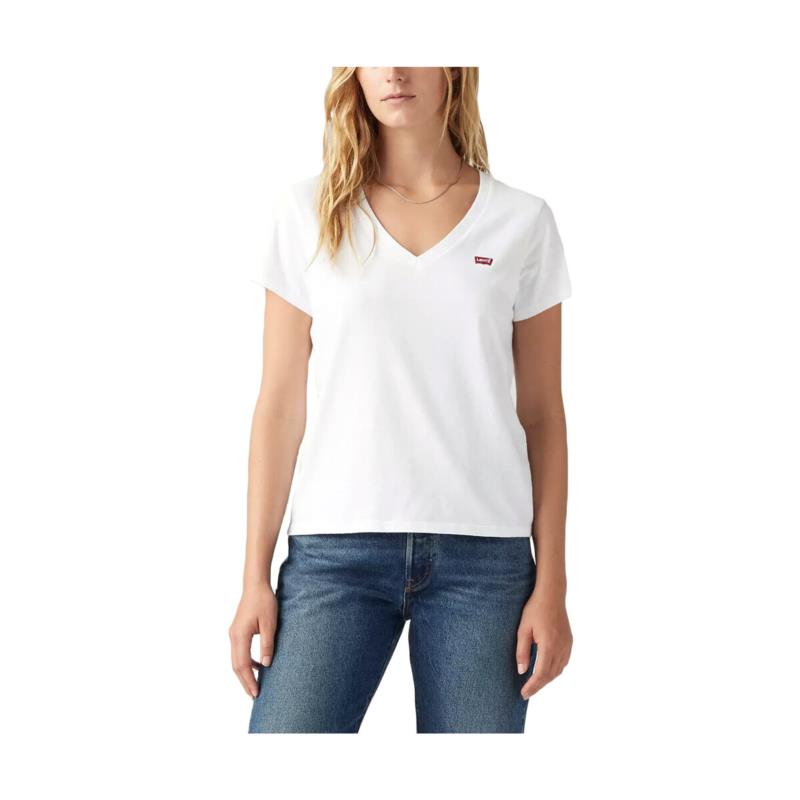 T-shirt με κοντά μανίκια Levis PERFECT SLUB LOGO V NECK T-SHIRT WOMEN