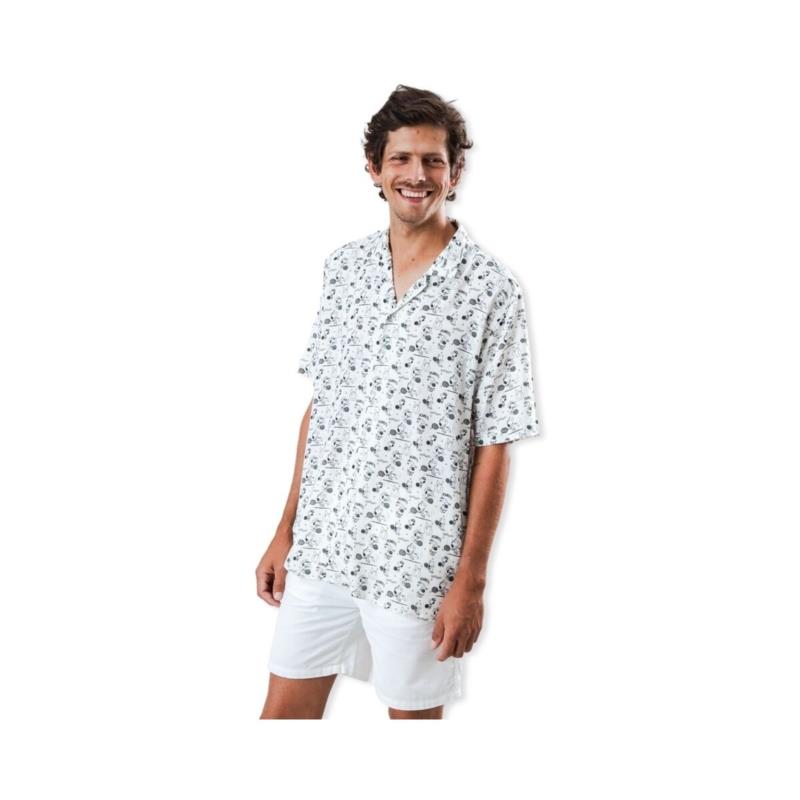 Πουκάμισο με μακριά μανίκια Brava Fabrics Peanuts Racquet Club Tennis Shirt - White
