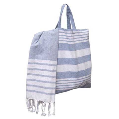 Τσάντα Θαλάσσης + Παρεό (85x165) Viopros Γκαμπριέλα Μπλε