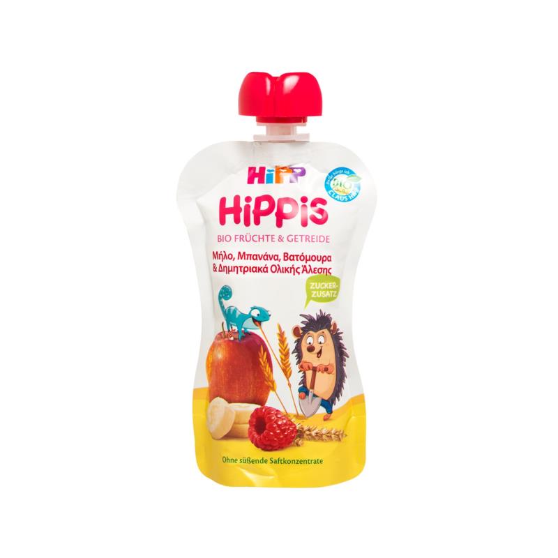 Hipp Φρουτοπολτός Μήλο, Μπανάνα, Βατόμουρο & Δημητριακά Ολικής Άλεσης 100gr (1-3 ετών)