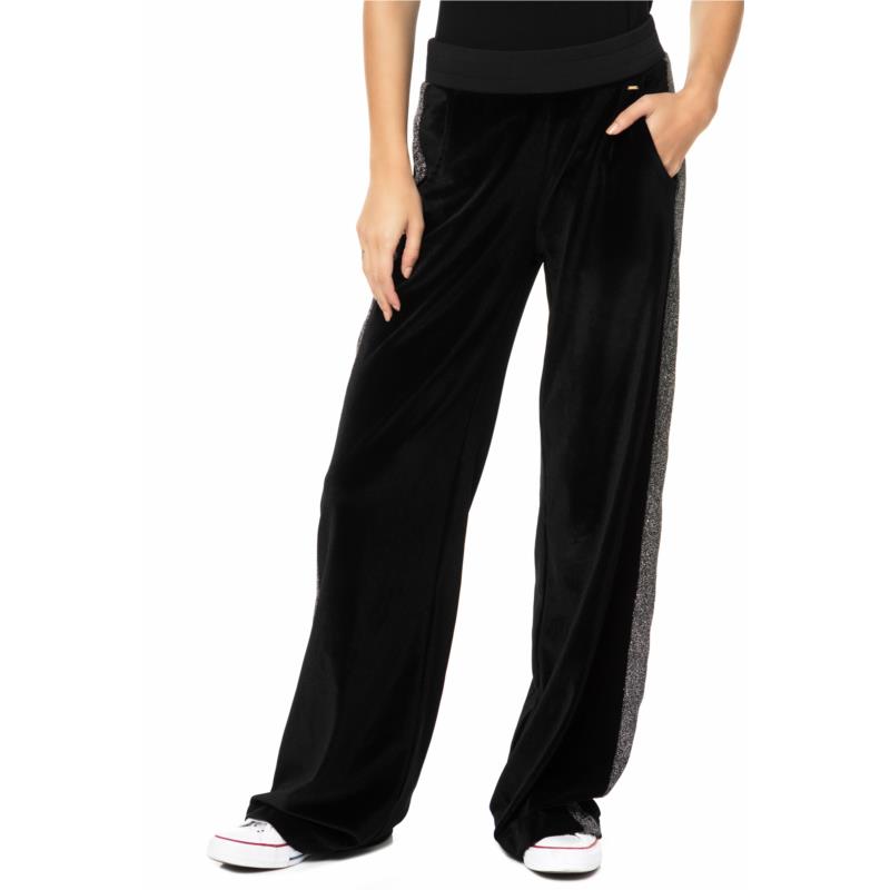 GAS - Γυναικείο loose παντελόνι φόρμας GAS μαύρο με ρίγα