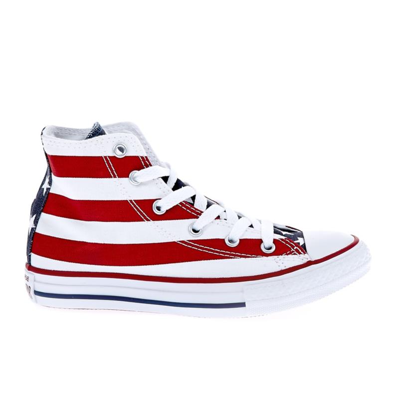 CONVERSE - Παιδικά παπούτσια Chuck Taylor All Star Hi λευκά-κόκκινα