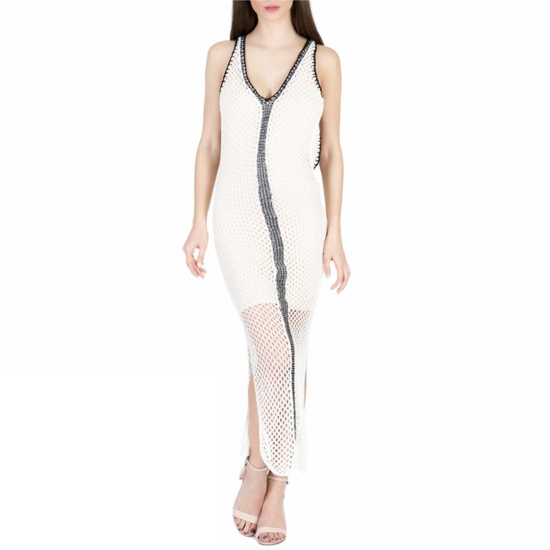 GUESS - Γυναικείο μάξι διχτυωτό φόρεμα Guess MEREDITH λευκό