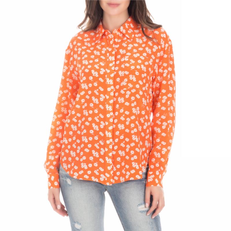 JUICY COUTURE - Γυναικείο μακρυμάνικο πουκάμισο DITSY DAISY SILK πορτοκαλί