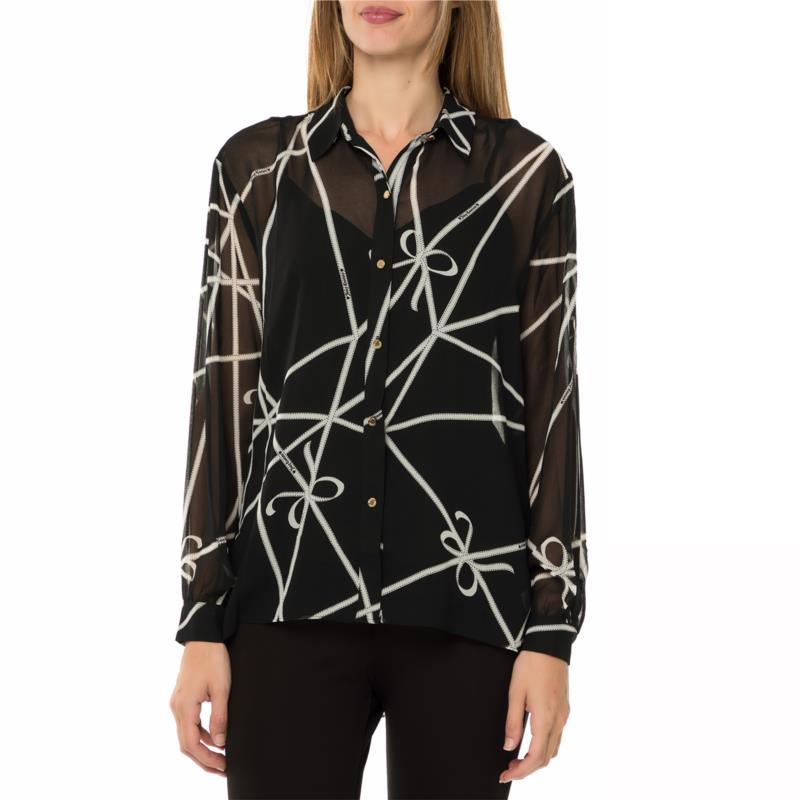 JUICY COUTURE - Γυναικείο μακρυμάνικο πουκάμισο JUICY COUTURE RIBBONS SHIRTING μαύρο με print