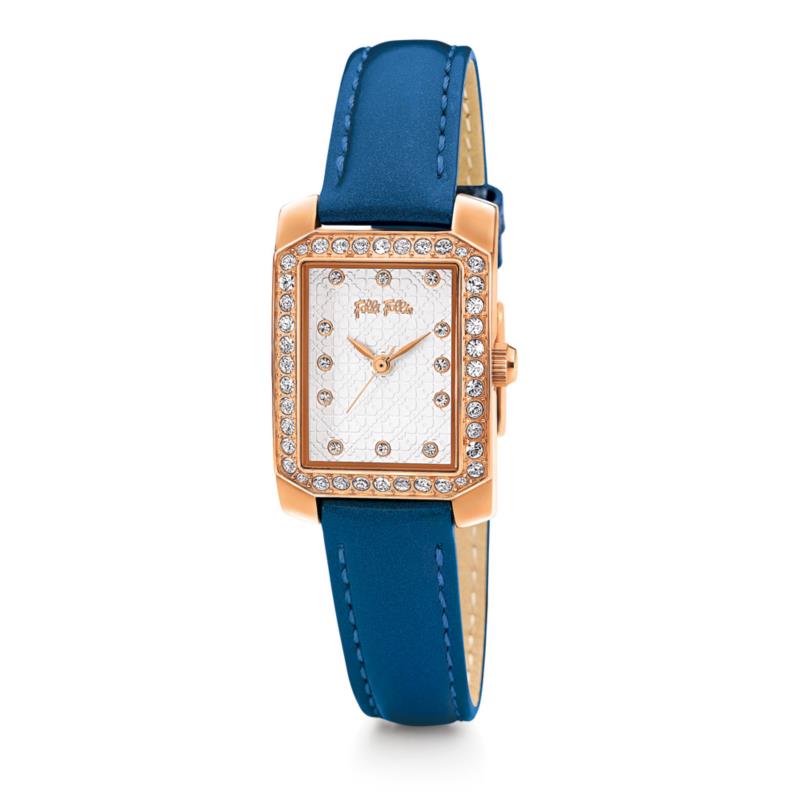 FOLLI FOLLIE - Γυναικείο ρολόι με δερμάτινο λουράκι FOLLI FOLLIE DAISY μπλε