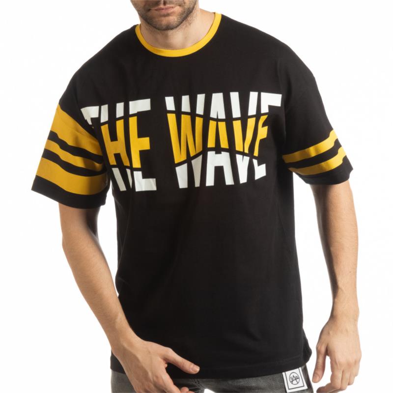 Ανδρική μαύρη κοντομάνικη μπλούζα The Wave