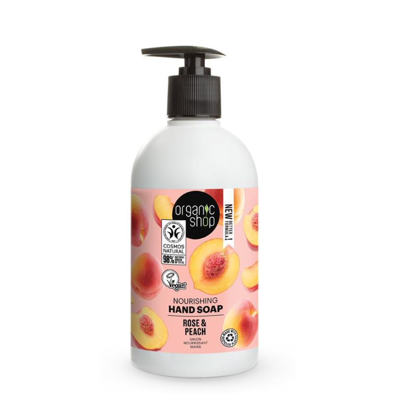 Organic Shop Hand Soap Rose Peach , σαπούνι θρέψης χεριών , Ροδάκινο και ρόδο , 500ml.