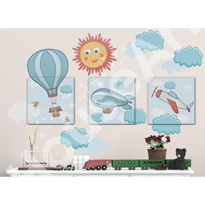 Αερόστατα στα σύννεφα Παιδικά Πίνακες και αυτοκόλλητα 126x81