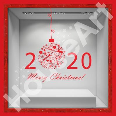Merry Christmas 2020 Χριστουγεννιάτικα Αυτοκόλλητα βιτρίνας 148 x 120 cm