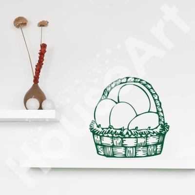 Basket with eggs Πασχαλινά Αυτοκόλλητα βιτρίνας 50 x 50 cm
