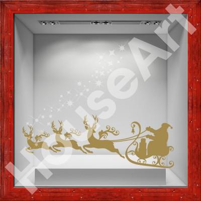 Έλκηθρο Χριστουγέννων Χριστουγεννιάτικα Αυτοκόλλητα βιτρίνας 36 x 117 cm