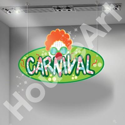 Καρναβάλι Πράσινο φόντο Αποκριάτικα Καρτολίνες κρεμαστές 60X36