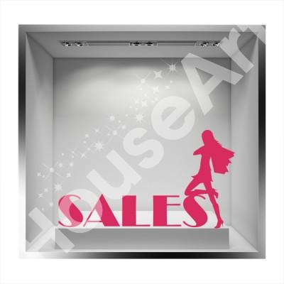 Sales μοντέρνα γυναίκα Εκπτωτικά Αυτοκόλλητα βιτρίνας 28 x 50 cm