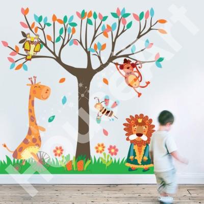 Ζώα κάτω από το δέντρο Παιδικά Αυτοκόλλητα τοίχου 151 x 151 cm
