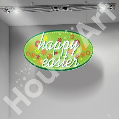 Happy Easter with flowers Πασχαλινά Καρτολίνες κρεμαστές 50X29