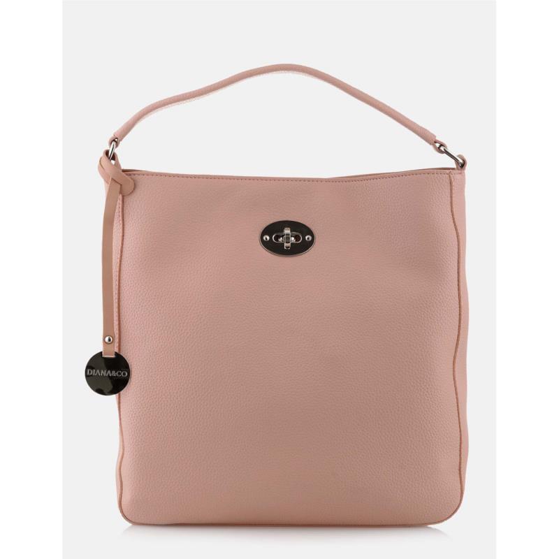 Τσάντα ώμου με ασημί κούμπωμα - Ροζ